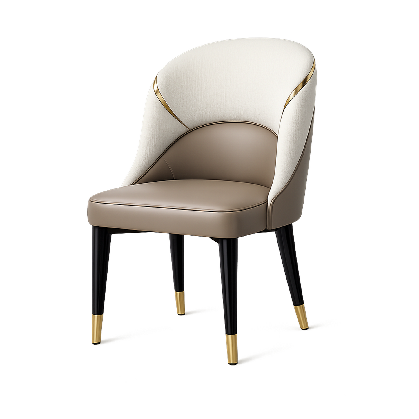 Cream & Mocha Luxe Dining Chair with Gold Trim