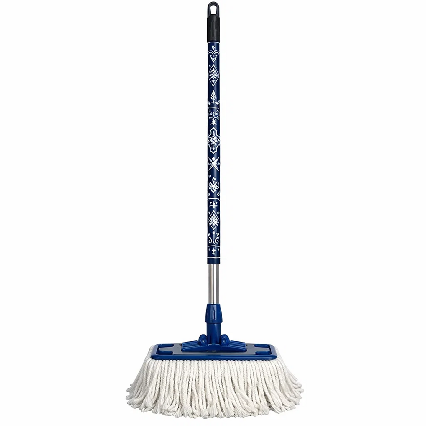 Microfiber String Mop with Patterned Handle, Wet/Dry Floor Cleaning Mop