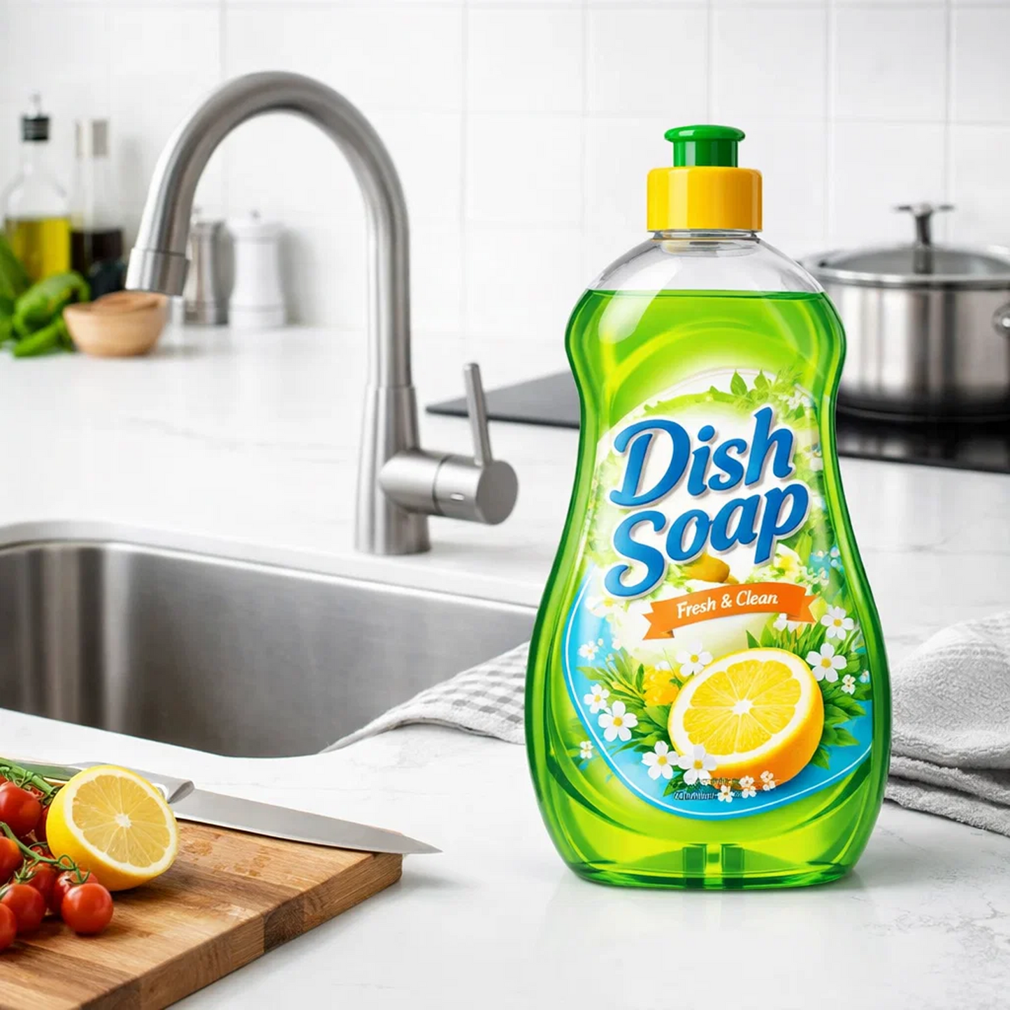 Lemon Dish Soap Liquid, Fresh & Clean Scent, Squeeze Bottle