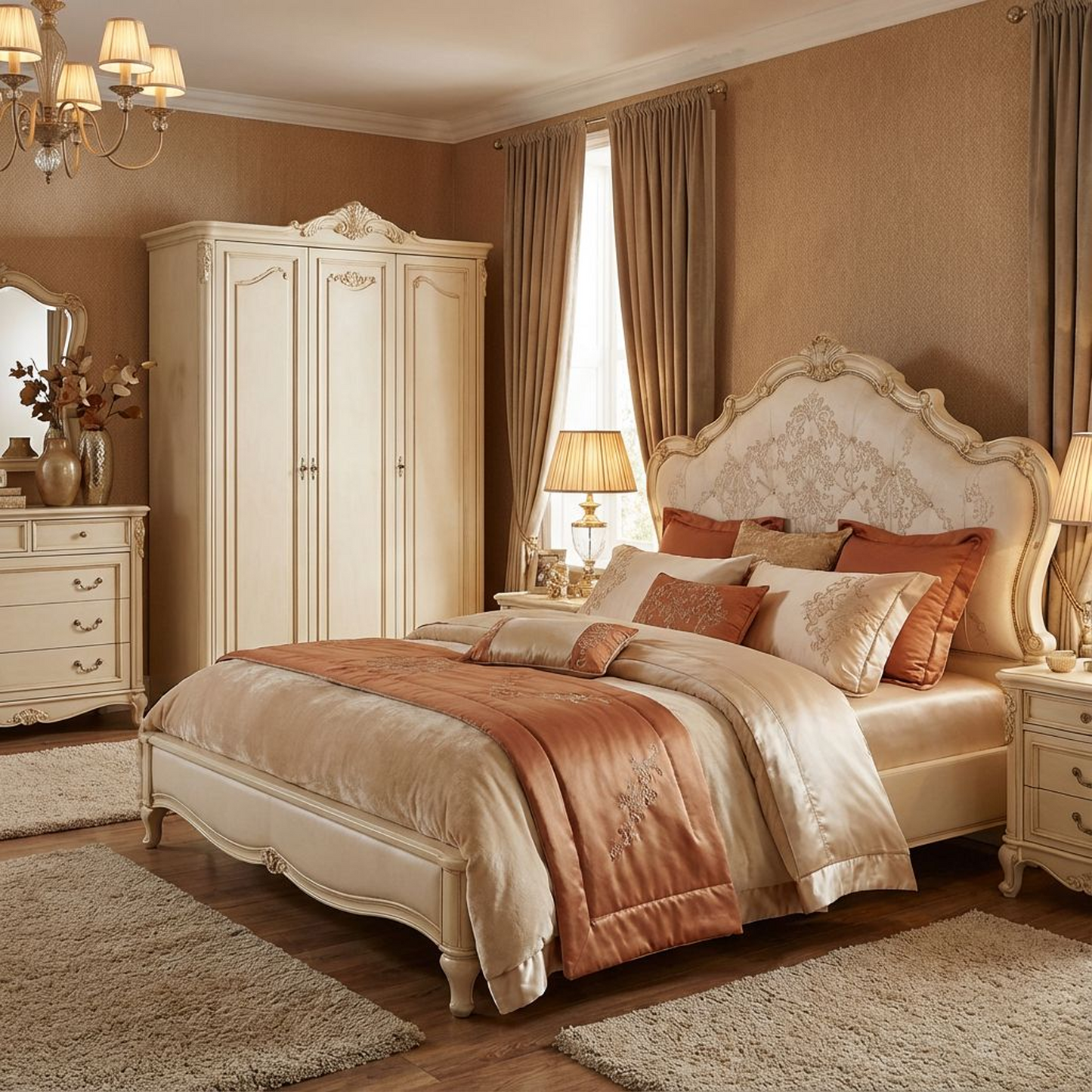 Versailles Ivory Upholstered Bed
