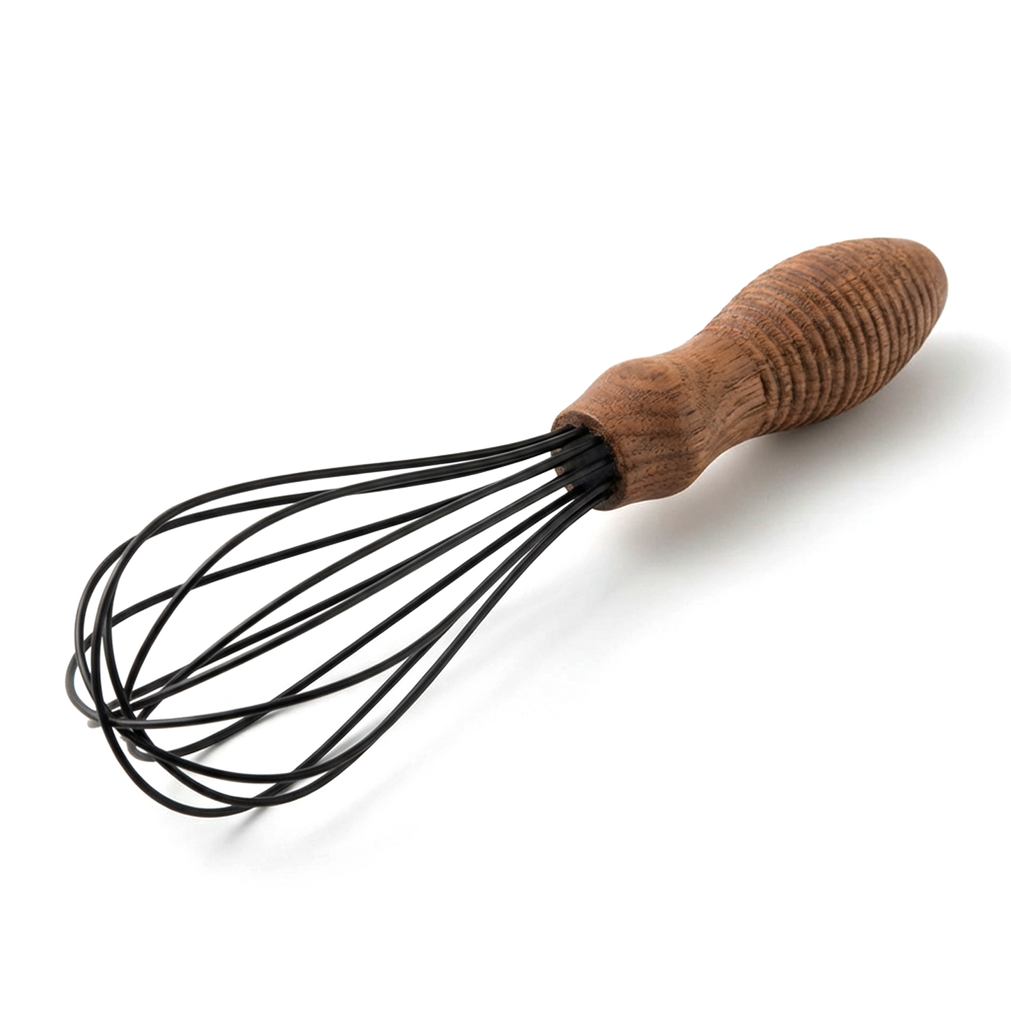 Walnut Handle Mini Whisk with Black-Coated Wire