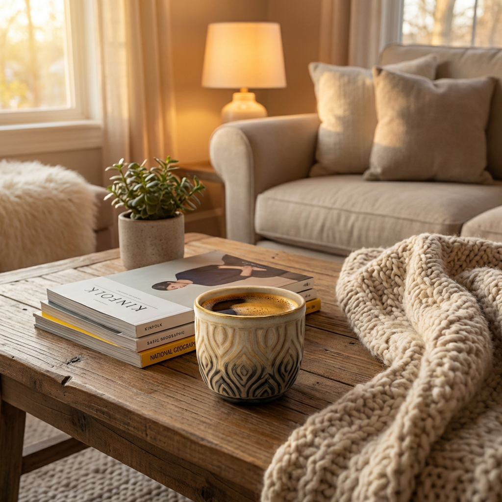 Embossed Ceramic Tumbler Cup with Gold Rim, Neutral Two-Tone Glaze